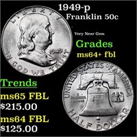 1949-p Franklin Half Dollar 50c Grades Choice Unc+