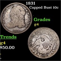 1831 Capped Bust Dime 10c Grades g, good
