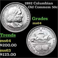 1892 Columbian Old Commem Half Dollar 50c Grades C
