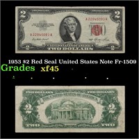 1953 $2 Red Seal United States Note Fr-1509 Grades
