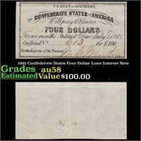 1861 Confederate States Four Dollar Loan Interest