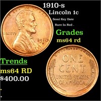 1910-s Lincoln Cent 1c Grades Choice Unc RD