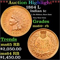 ***Auction Highlight*** 1864 L Indian Cent 1c Grad