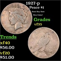 1927-p Peace Dollar $1 Grades vf++