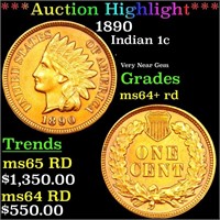 ***Auction Highlight*** 1890 Indian Cent 1c Graded