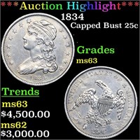 ***Auction Highlight*** 1834 Capped Bust Quarter 2