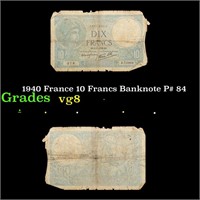 1940 France 10 Francs Banknote P# 84 Grades vg, ve