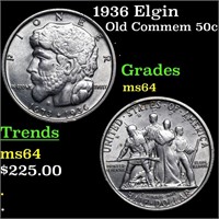 1936 Elgin Old Commem Half Dollar 50c Grades Choic
