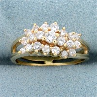 Diamond Wave Design Ring in 14K Yellow Gold