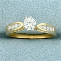 Cathedral Diamond Engagement Ring in 14K Yellow Go