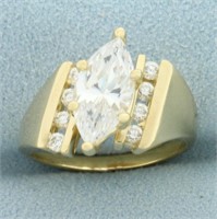 Marquise CZ Bypass Engagement Ring in 14K Yellow G