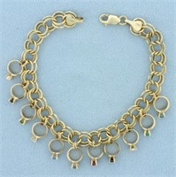 Unique Dangle Rings Charm Bracelet in 10k Yellow G