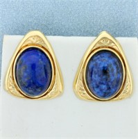 Lapis Lazuli Stud Earrings in 14K Yellow Gold