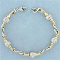 Golf Ball Link Chain Bracelet in 14K Yellow Gold a