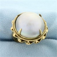 Vintage Mother of Pearl Statement Ring in 10K Yell