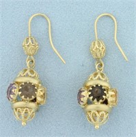 Multi Color Gemstone Dangle Chandelier Earrings In