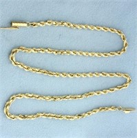 16 Inch Rope Link Chain Necklace in 14k Yellow Gol