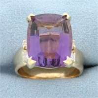 Amethyst and Diamond Statement Ring in 14k Yellow