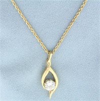 1ct Solitaire Diamond Necklace in 14k Yellow Gold