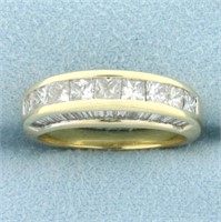 Vintage Princess Diamond Wedding Band Ring in 14k