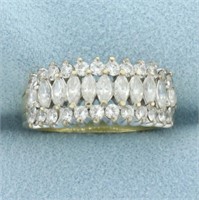 Marquise and Round CZ Wedding Band Ring in 10k Yel