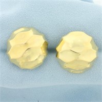 Italian Dimpled Button Earrings in 14k Yellow Gold