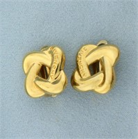 Vintage Designer Givenchy Logo Knot Clip On Earrin
