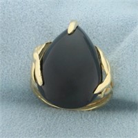 Pear Shaped Onyx Ring in 14k Yellow Gold
