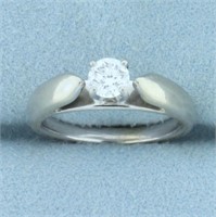 Solitaire Diamond Cathedral Engagement Ring in 14k