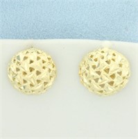 Diamond Cut Button Earrings in 14k Yellow Gold
