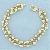 Beaded Cable Link Bracelet in 14k Yellow Gold