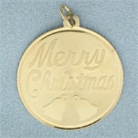 Vintage Merry Christmas Bells Disc Charm or Pendan