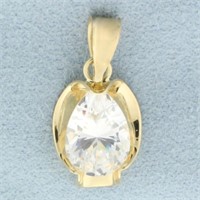 3ct Pear CZ Pendant in 14k Yellow Gold