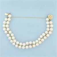 Double Strand Cultured Akoya Pearl Bracelet in 14k