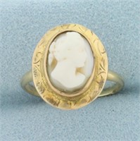 Antique Carved Right Facing Cameo Ring in 14k Yell
