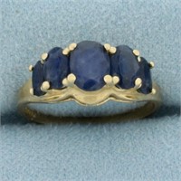 3ct Sapphire 5 Stone Ring in 14k Yellow Gold
