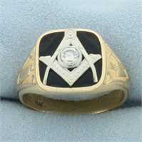 Vintage Old European Cut Diamond Masonic Ring in 1