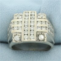 Mens Diamond Channel Set Statement Ring in 14k Whi