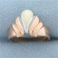 Abstract Sculptural Ring in 14k Rose and White Gol