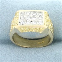 Pave Diamond Ring in 14k yellow and White gold