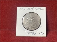 1858-O UNITED STATES SILVER SEATED HALF DOLLAR