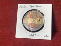 1885-O US SILVER MORGAN RAINBOW TAPE TONER $1
