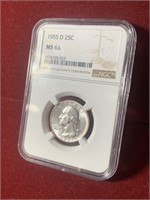 1955-D UNITED STATES SILVER QUARTER MS66