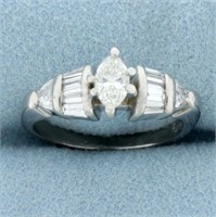 Marquise Diamond Engagement Ring In Platinum
