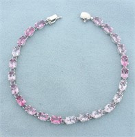 Variegated Pink Topaz Tennis Line Bracelet in 10k