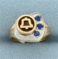Vintage Illinois Bell Sapphire Ring in 10k Yellow