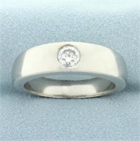 Mens 3/4ct Solitaire Diamond Pipe Style Ring in Pa