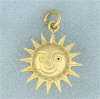 Vintage 3 D Sun Charm in 18k Yellow Gold