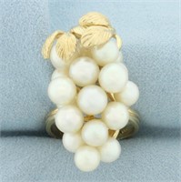 Unique Cultured Akoya Pearl Bunch of Grapes Ring i