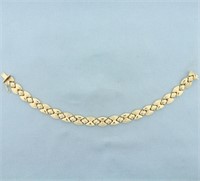 Italian Quilted Puffy Design Link Bracelet in 14k